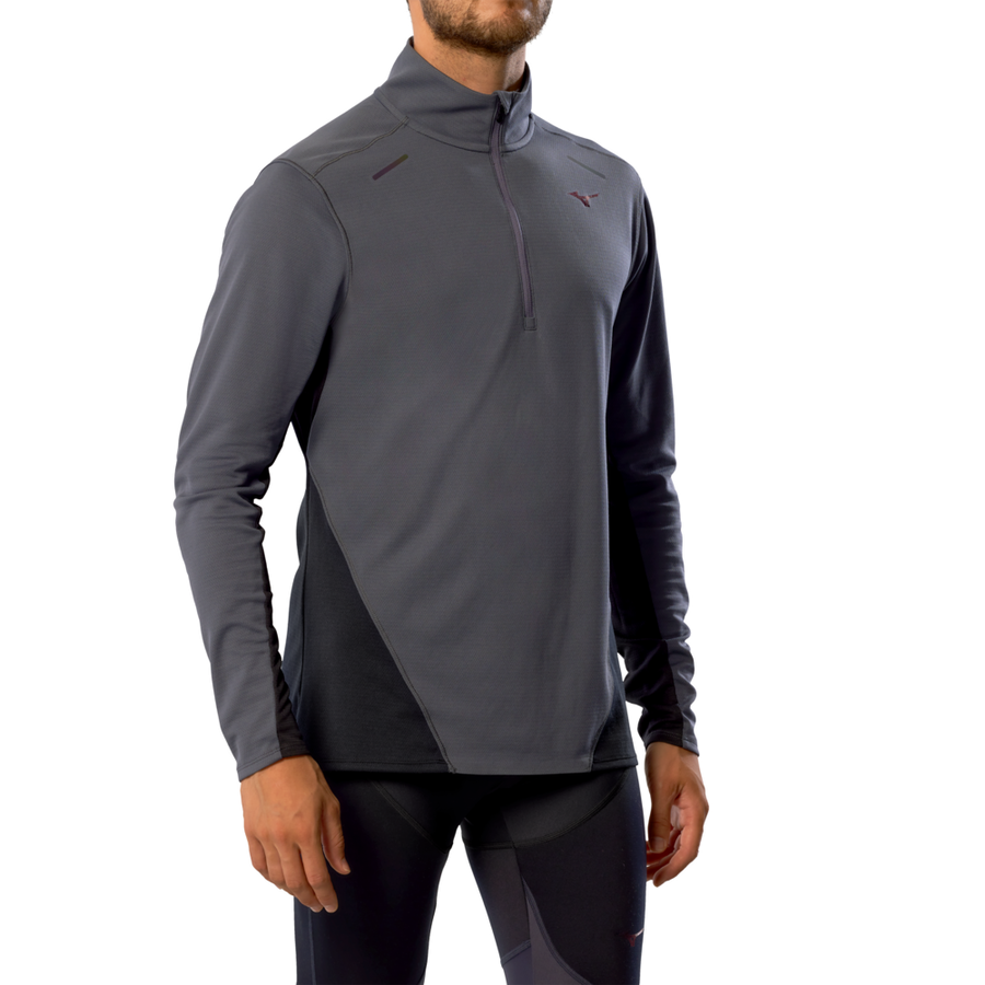 Mizuno Tech Thermal Charge Half Zip Long Sleeve Tee Odyssey Gray